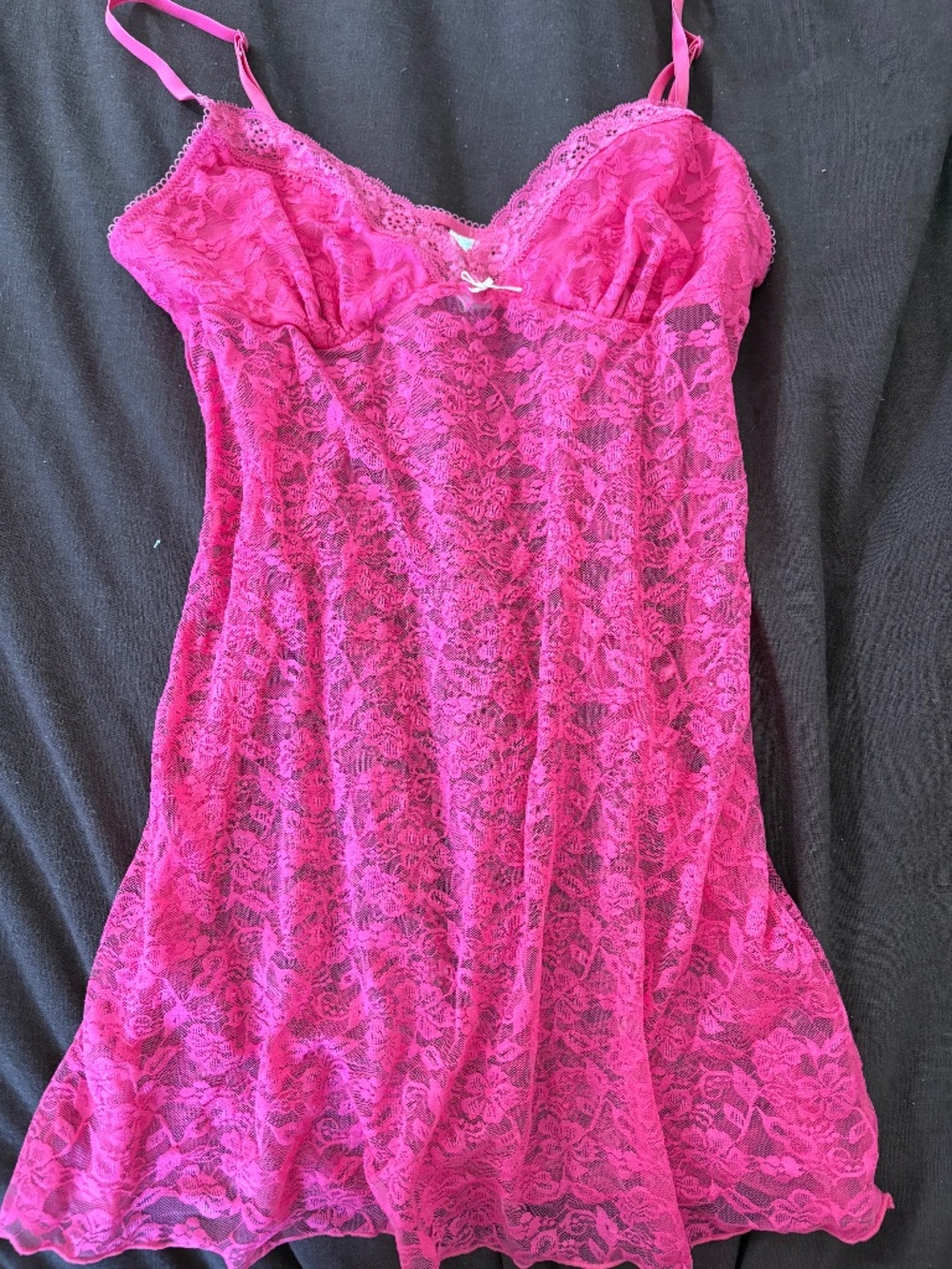 Y2K pink mini sheer lace dress